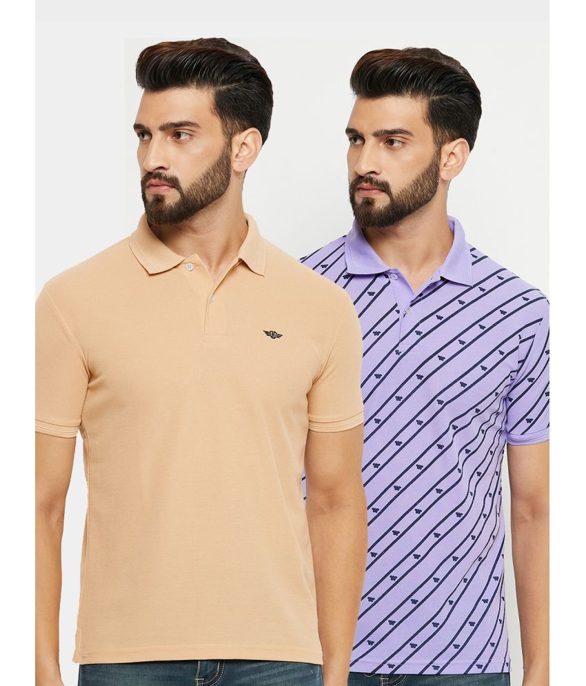     			GET GOLF Pack of 2 Cotton Blend Regular Fit Solid Half Sleeves Men's Polo T Shirt ( Beige )