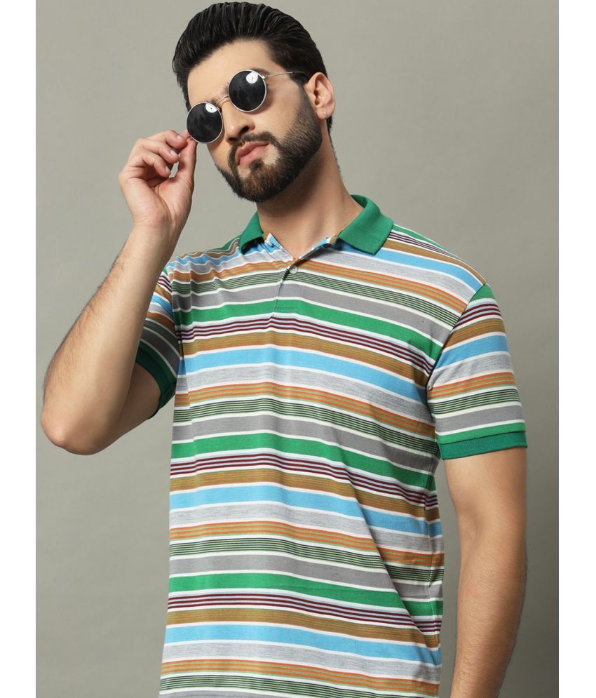     			GET GOLF Cotton Blend Regular Fit Striped Half Sleeves Men's Polo T Shirt - Multicolor ( Pack of 1 )