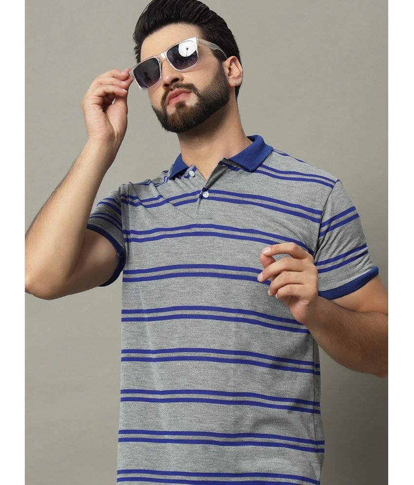     			GET GOLF Cotton Blend Regular Fit Striped Half Sleeves Men's Polo T Shirt - Grey ( Pack of 1 )