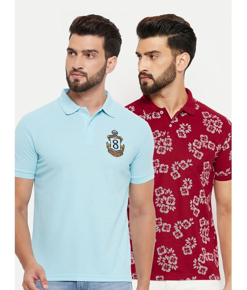     			GET GOLF Cotton Blend Regular Fit Solid Half Sleeves Men's Polo T Shirt - Turquoise ( Pack of 2 )