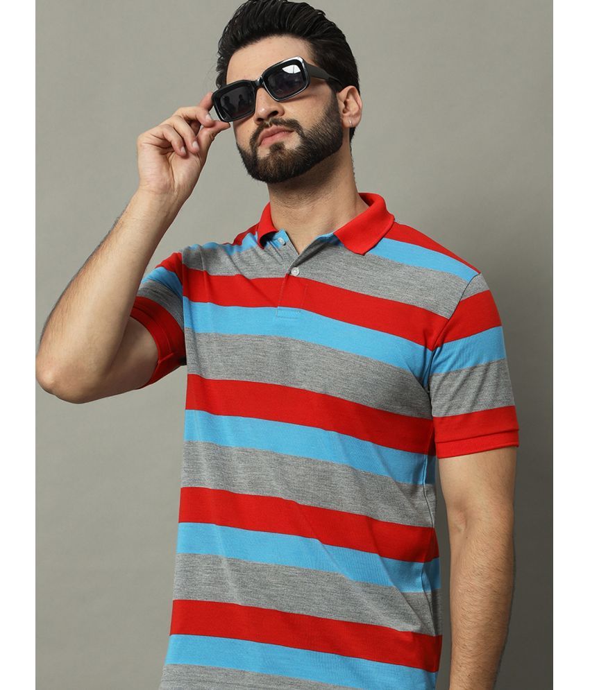     			GET GOLF Cotton Blend Regular Fit Striped Half Sleeves Men's Polo T Shirt - Red ( Pack of 1 )