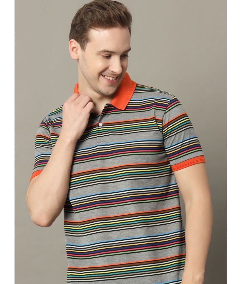     			GET GOLF Cotton Blend Regular Fit Striped Half Sleeves Men's Polo T Shirt - Orange ( Pack of 1 )