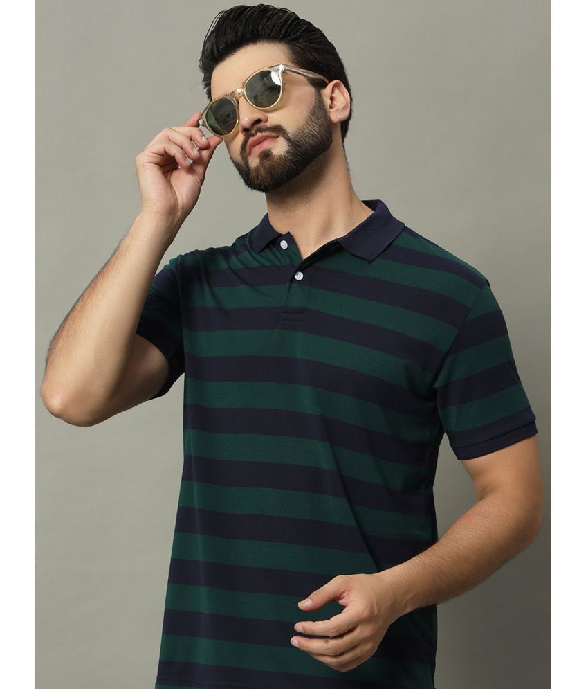     			GET GOLF Cotton Blend Regular Fit Striped Half Sleeves Men's Polo T Shirt - Navy Blue ( Pack of 1 )