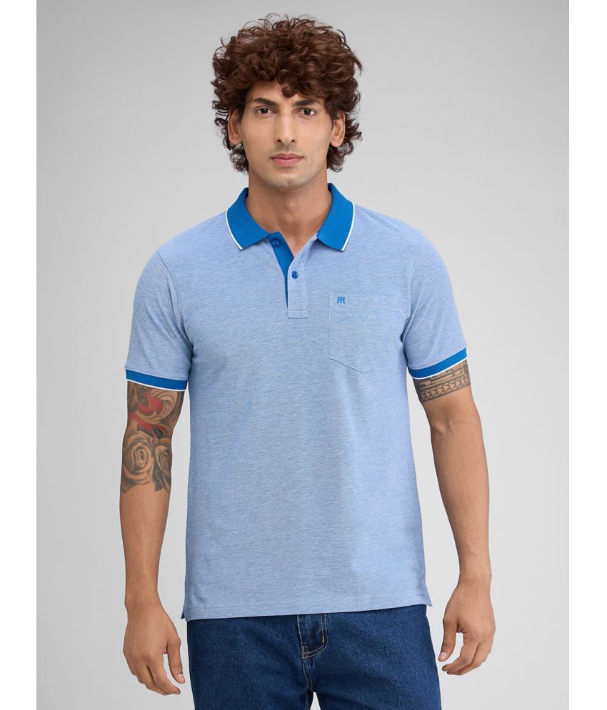     			Raymond Cotton Slim Fit Self Design Half Sleeves Men's Polo T Shirt - Blue ( Pack of 1 )