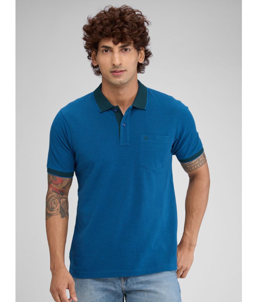     			Raymond Cotton Slim Fit Solid Half Sleeves Men's Polo T Shirt - Blue ( Pack of 1 )