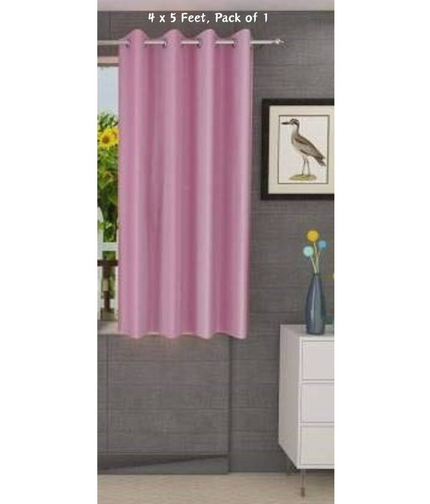     			SWIZIER Solid Semi-Transparent Eyelet Curtain 5 ft ( Pack of 1 ) - Pink