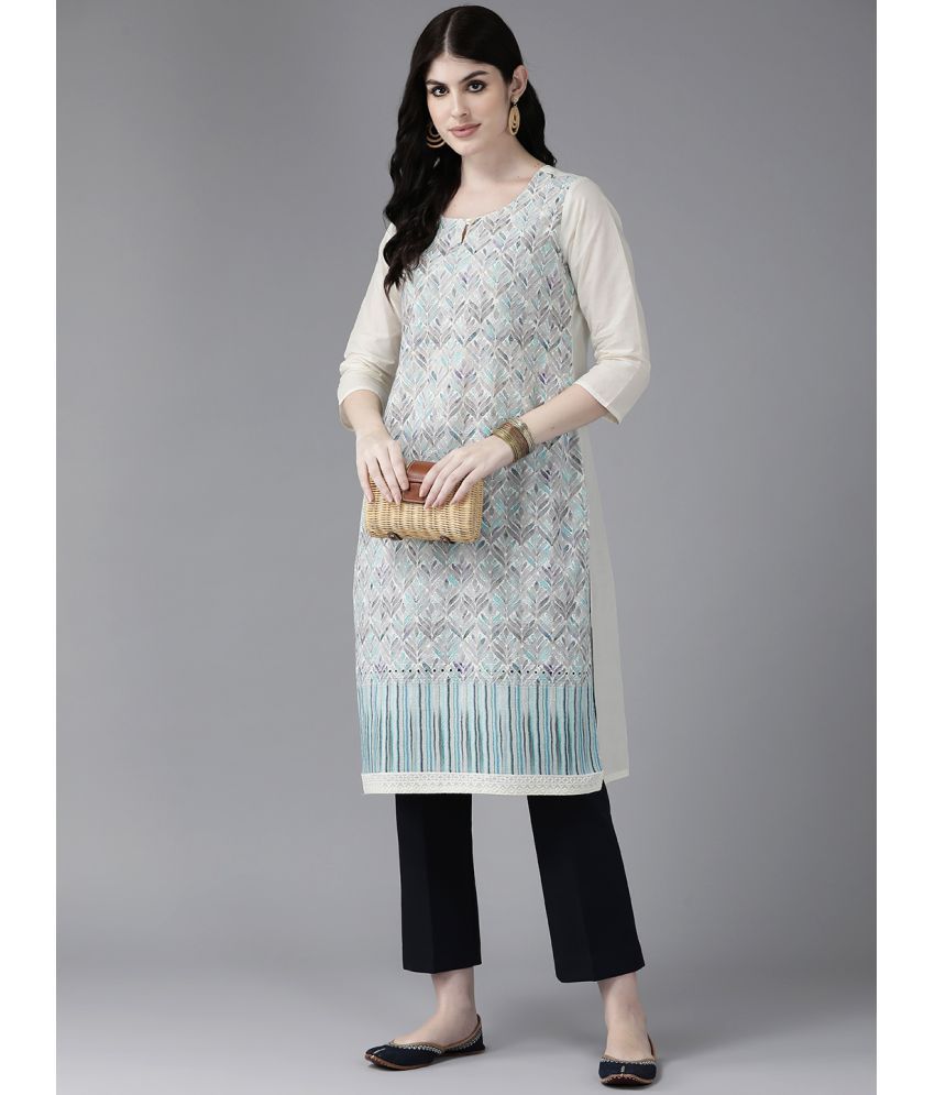     			Aarika Cotton Embroidered Straight Women's Kurti - Blue ( Pack of 1 )