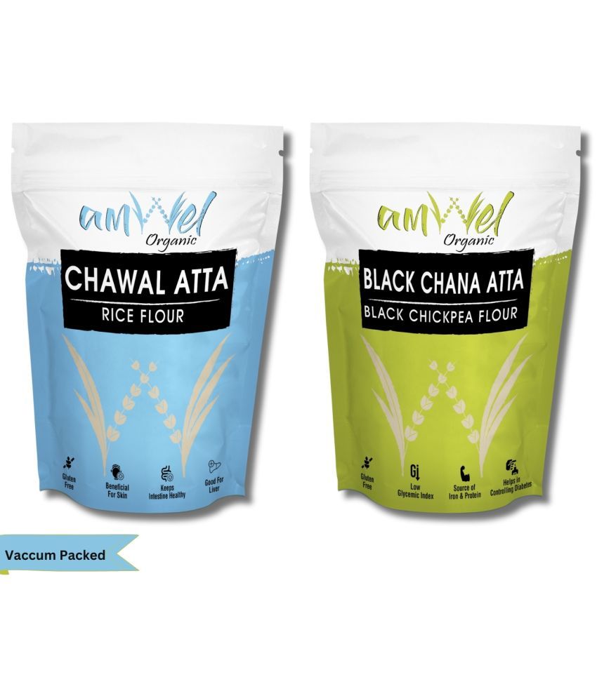     			Amwel Chawal Atta 450g + Black Chana atta 450g 900 gm Pack of 2