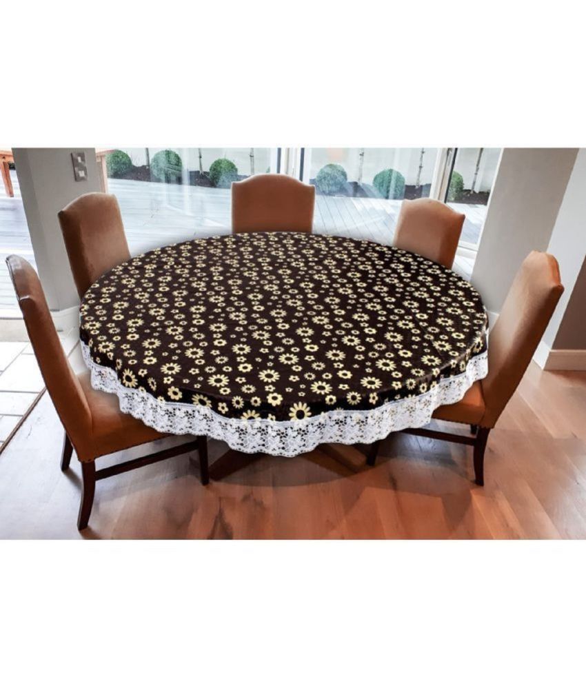     			Crosmo Printed PVC 4 Seater Round Table Cover ( 152 x 152 ) cm Pack of 1 Brown