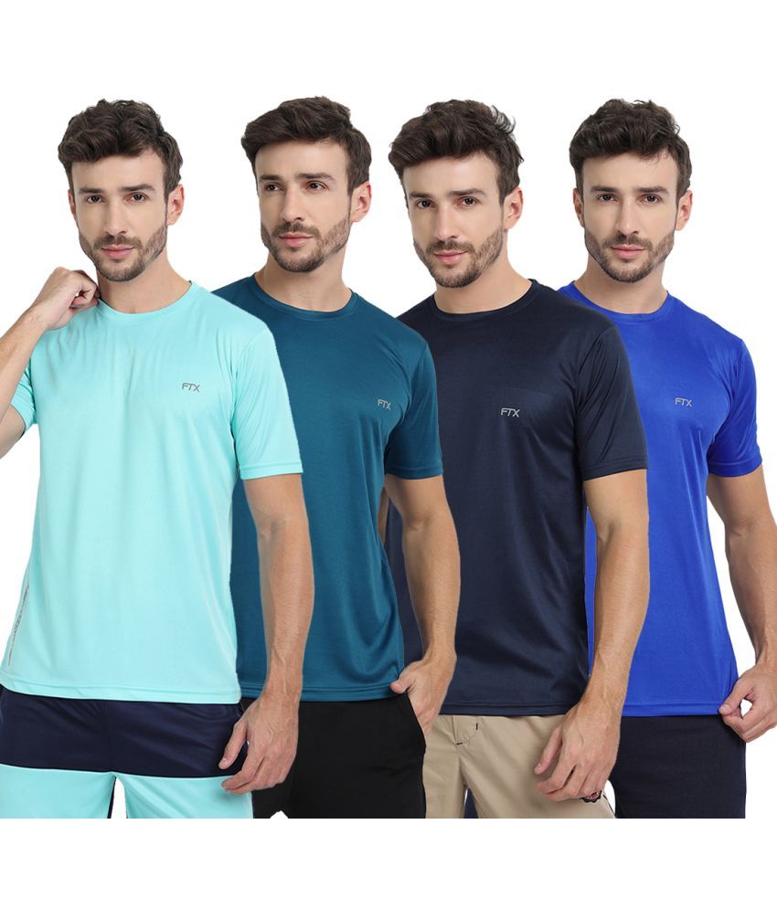     			FTX Polyester Regular Fit Solid Half Sleeves Men's T-Shirt - Multicolor ( Pack of 4 )