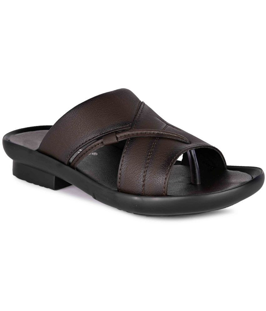     			Lavista Brown Men's Leather Slipper