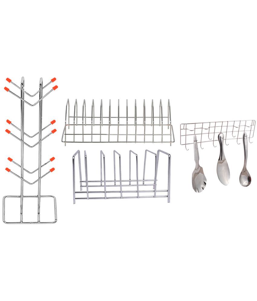     			OC9 Silver Stainless Steel Dish Racks ( Pack of 4 )