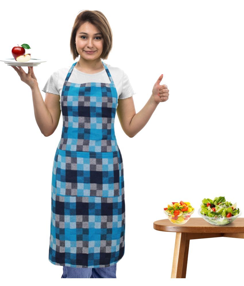     			Oasis Hometex Cotton Checks Kitchen Apron with 1 Center Pocket ( Pack of 1 )