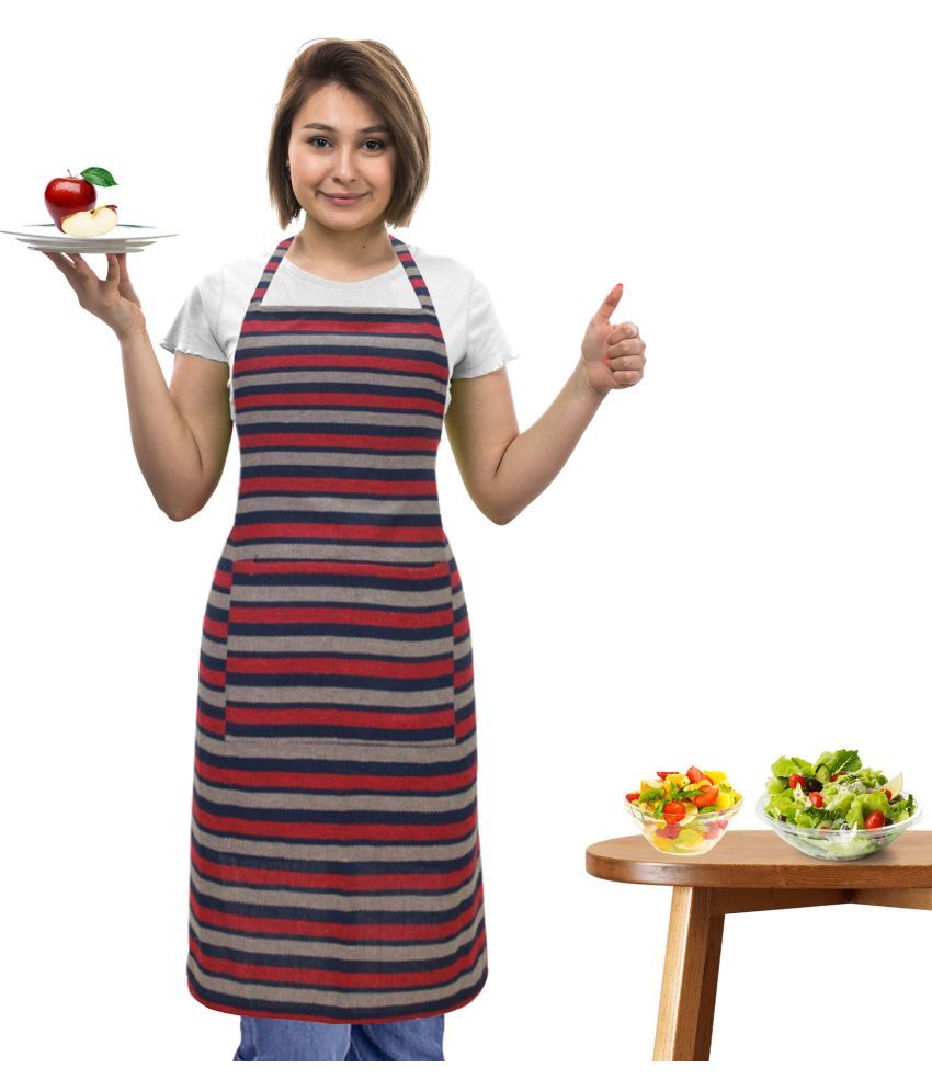     			Oasis Hometex Cotton Stripes Kitchen Apron with 1 Center Pocket ( Pack of 1 )