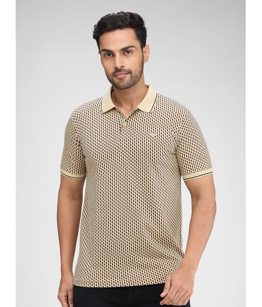     			Park Avenue Cotton Blend Slim Fit Printed Half Sleeves Men's Polo T Shirt - Beige ( Pack of 1 )