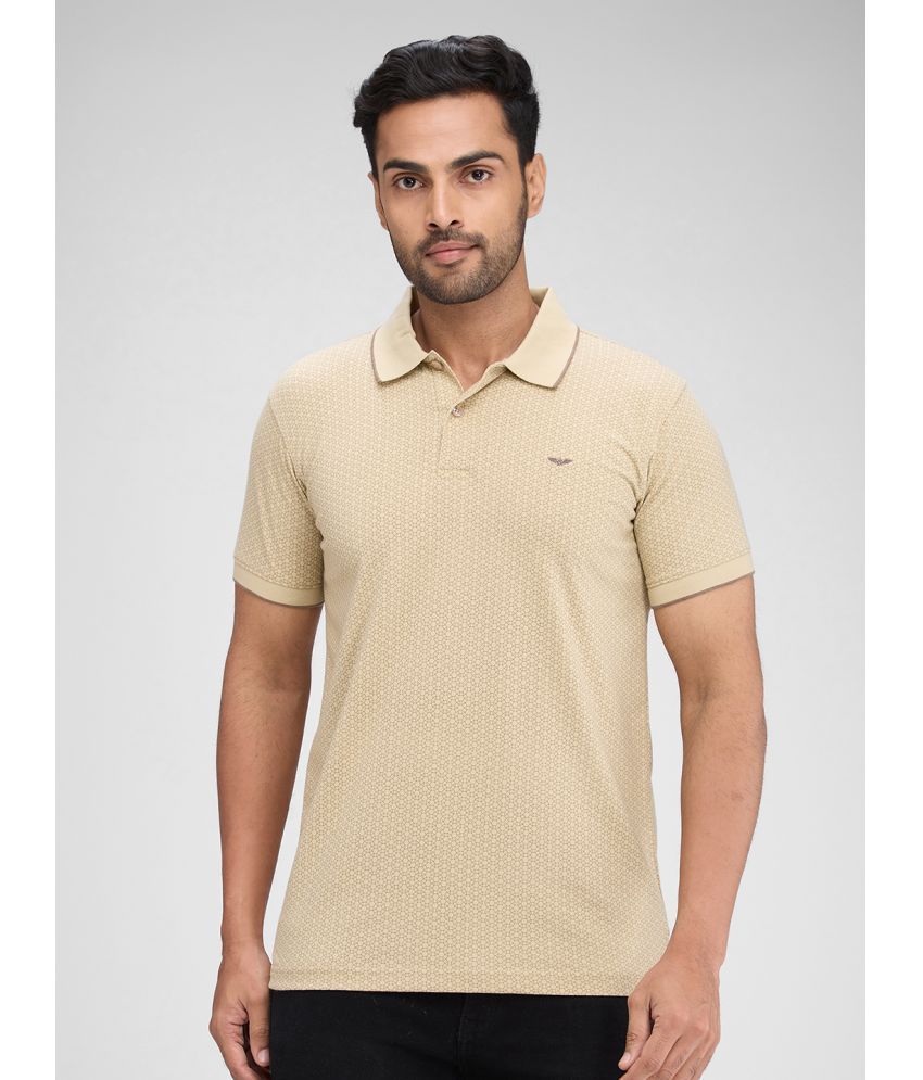     			Park Avenue Cotton Blend Slim Fit Printed Half Sleeves Men's Polo T Shirt - Beige ( Pack of 1 )