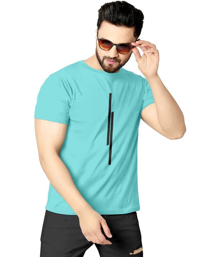     			happy khajana Polyester Regular Fit Striped Half Sleeves Men's T-Shirt - Blue ( Pack of 1 )