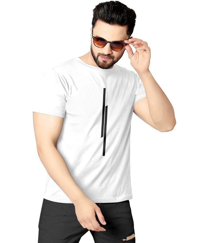     			happy khajana Polyester Regular Fit Striped Half Sleeves Men's T-Shirt - White ( Pack of 1 )