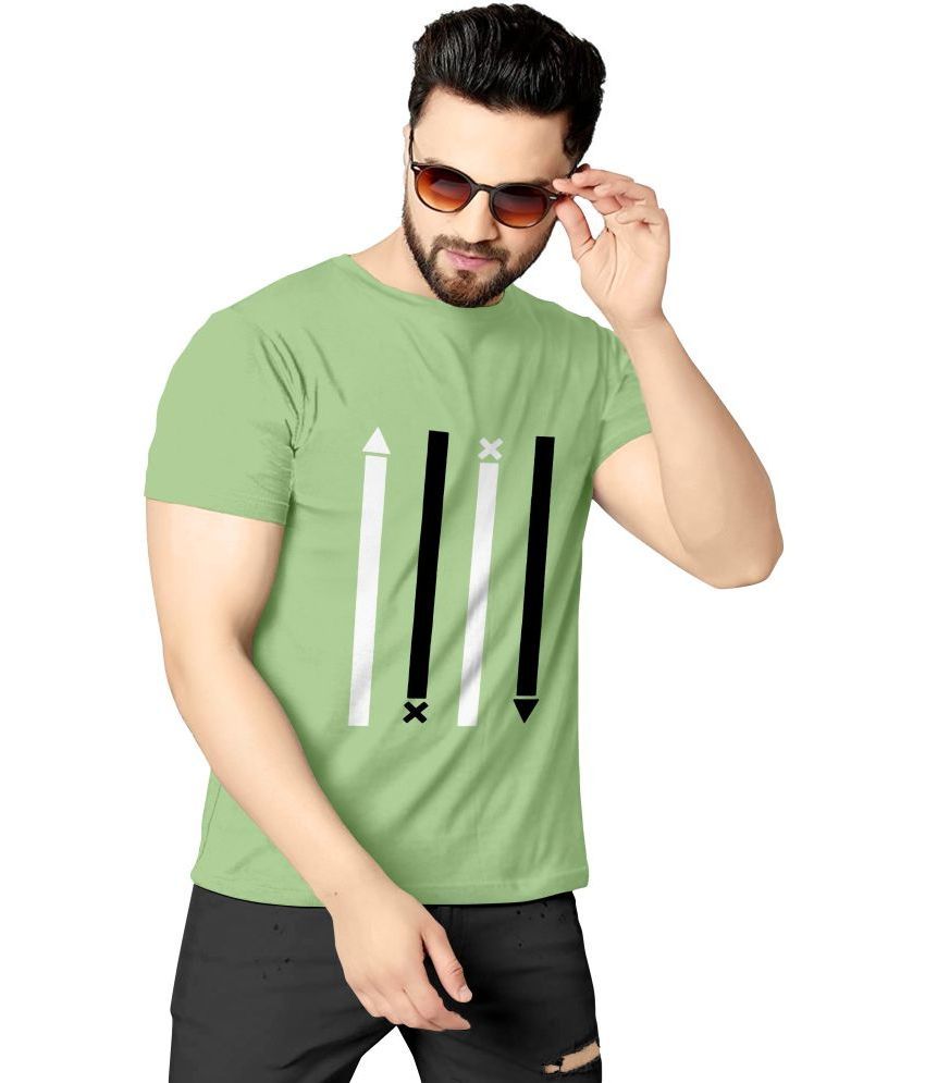     			happy khajana Polyester Regular Fit Striped Half Sleeves Men's T-Shirt - Green ( Pack of 1 )