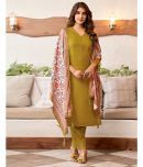 Skylee Cotton Blend Embellished Kurti With Pants Women's Stitched Salwar Suit - Mustard ( Pack of 1 )