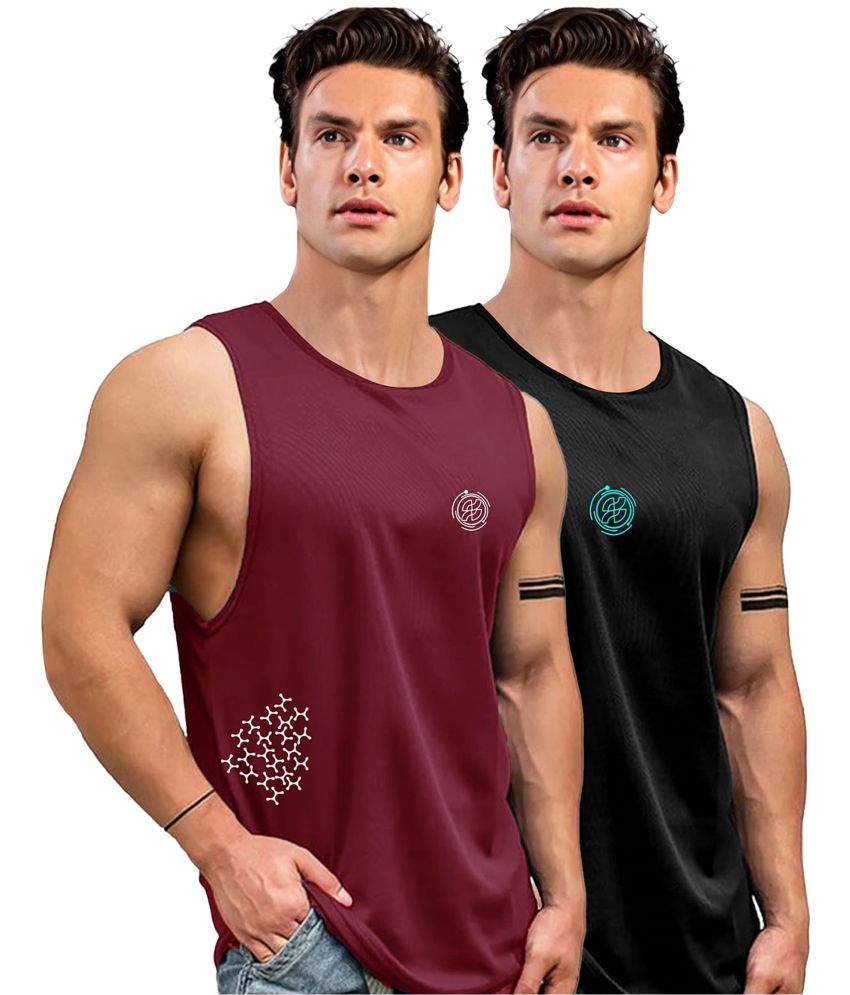     			AUSK Maroon Polyester Men's Vest ( Pack of 2 )