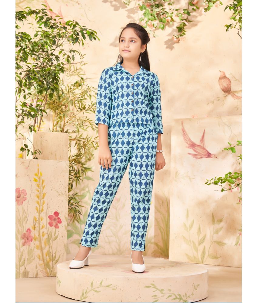     			Aarika Pack of 1 Girls Cotton Top With Pants ( Teal )