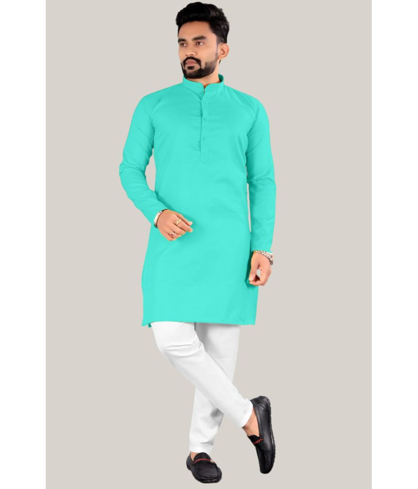     			Balaji's Rama Green Cotton Blend Regular Fit Men's Kurta Pyjama Set ( Pack of 1 )