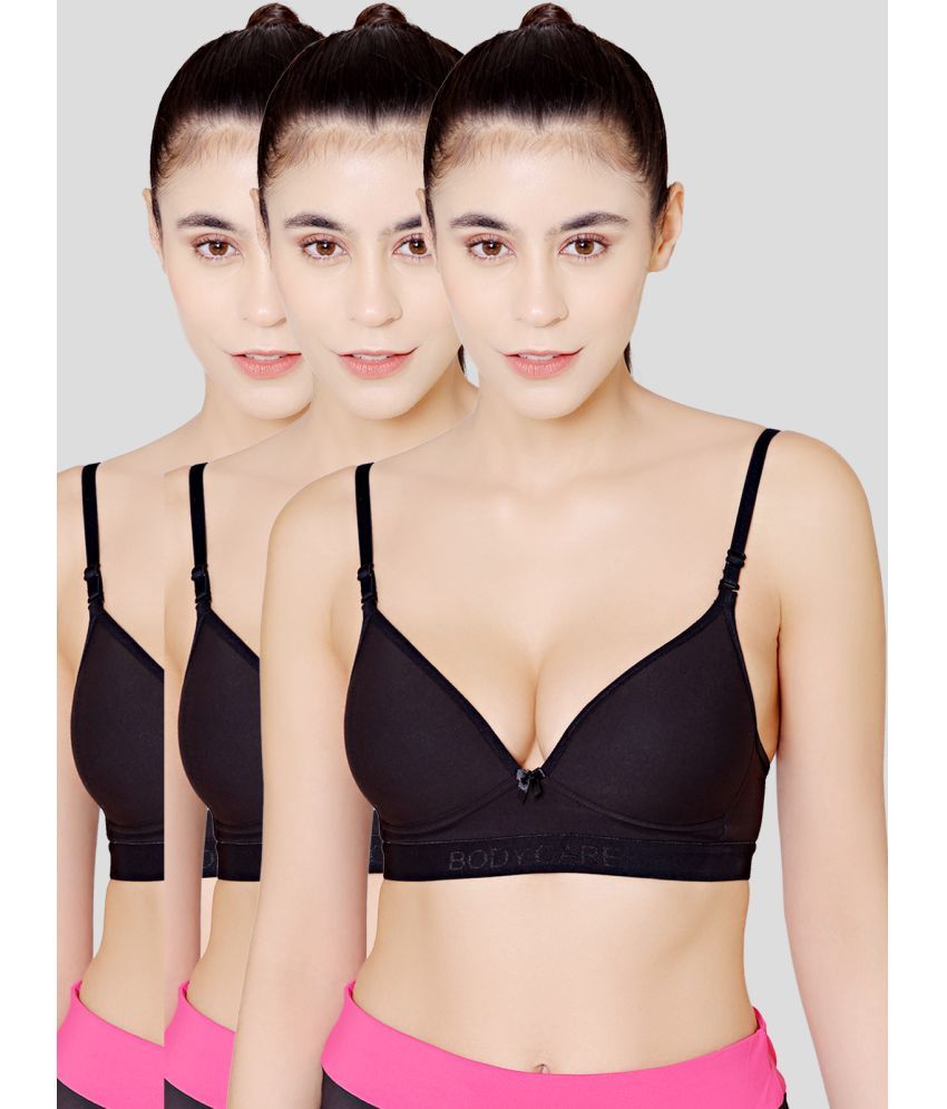     			Bodycare Black Cotton Blend Heavily Padded Women's T-Shirt Bra ( Pack of 3 )