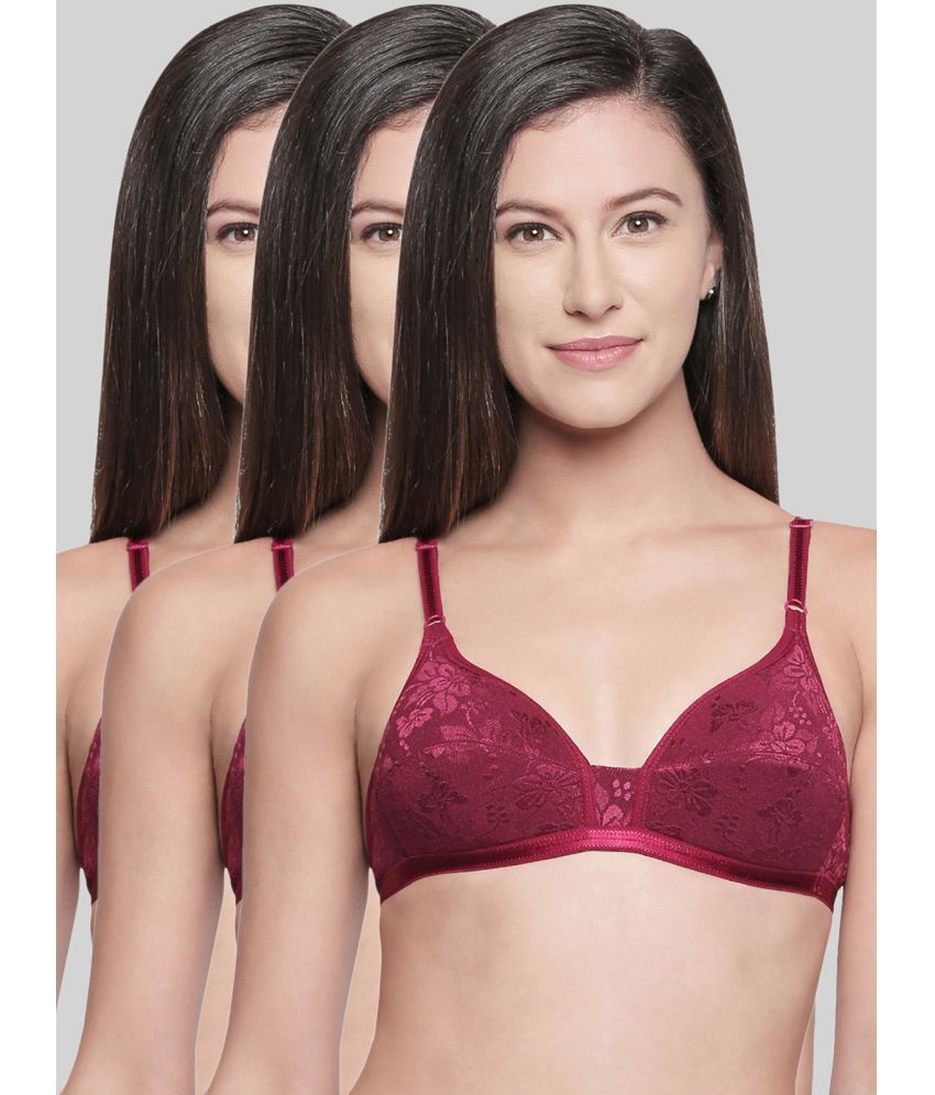     			Bodycare Maroon Cotton Lightly Padded Women's T-Shirt Bra ( Pack of 3 )