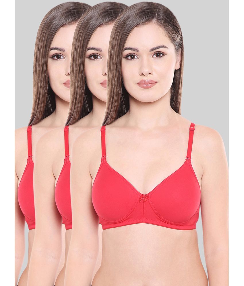     			Bodycare Red Cotton Blend Lightly Padded Women's Everyday Bra ( Pack of 3 )