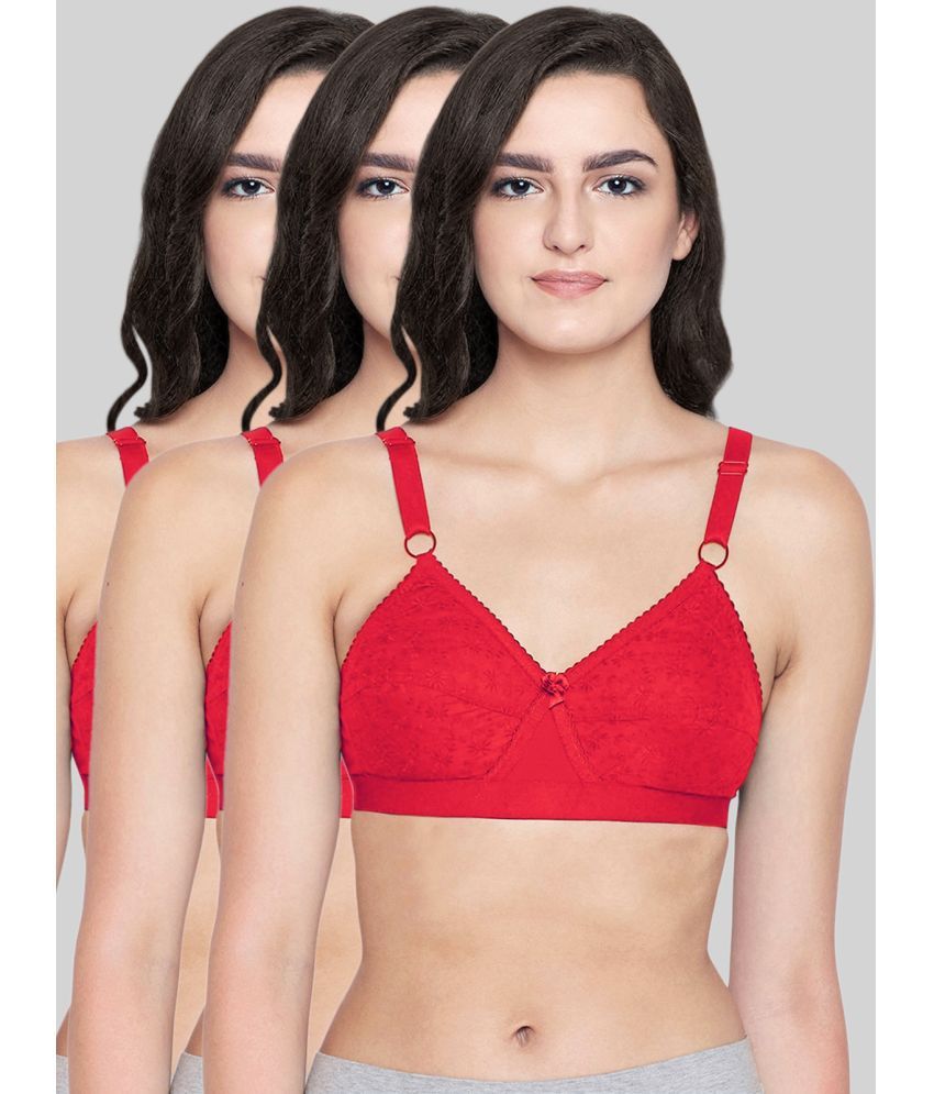     			Bodycare Red Cotton Lightly Padded Women's T-Shirt Bra ( Pack of 3 )