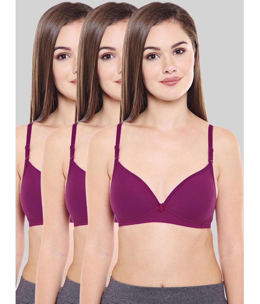     			Bodycare Wine Cotton Blend Heavily Padded Women's T-Shirt Bra ( Pack of 3 )