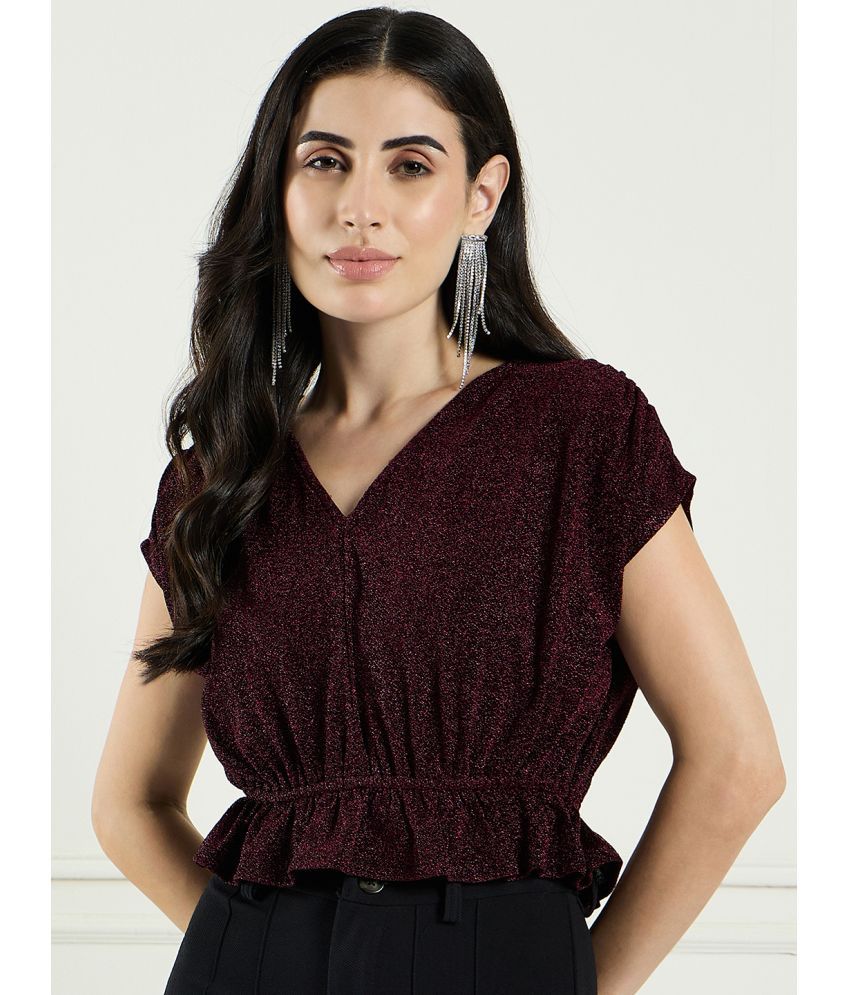     			DRAPE AND DAZZLE Wine Polyester Women's Crop Top ( Pack of 1 )