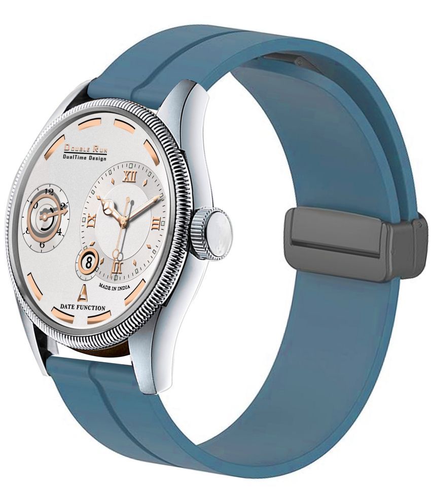     			DoubleRun Blue Silicon Chronograph Men's Watch