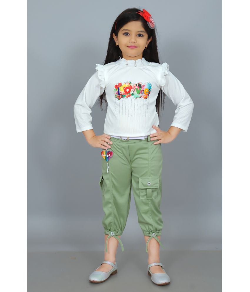     			NEWSIFA Green Cotton Blend Girls Top With Capris ( Pack of 1 )