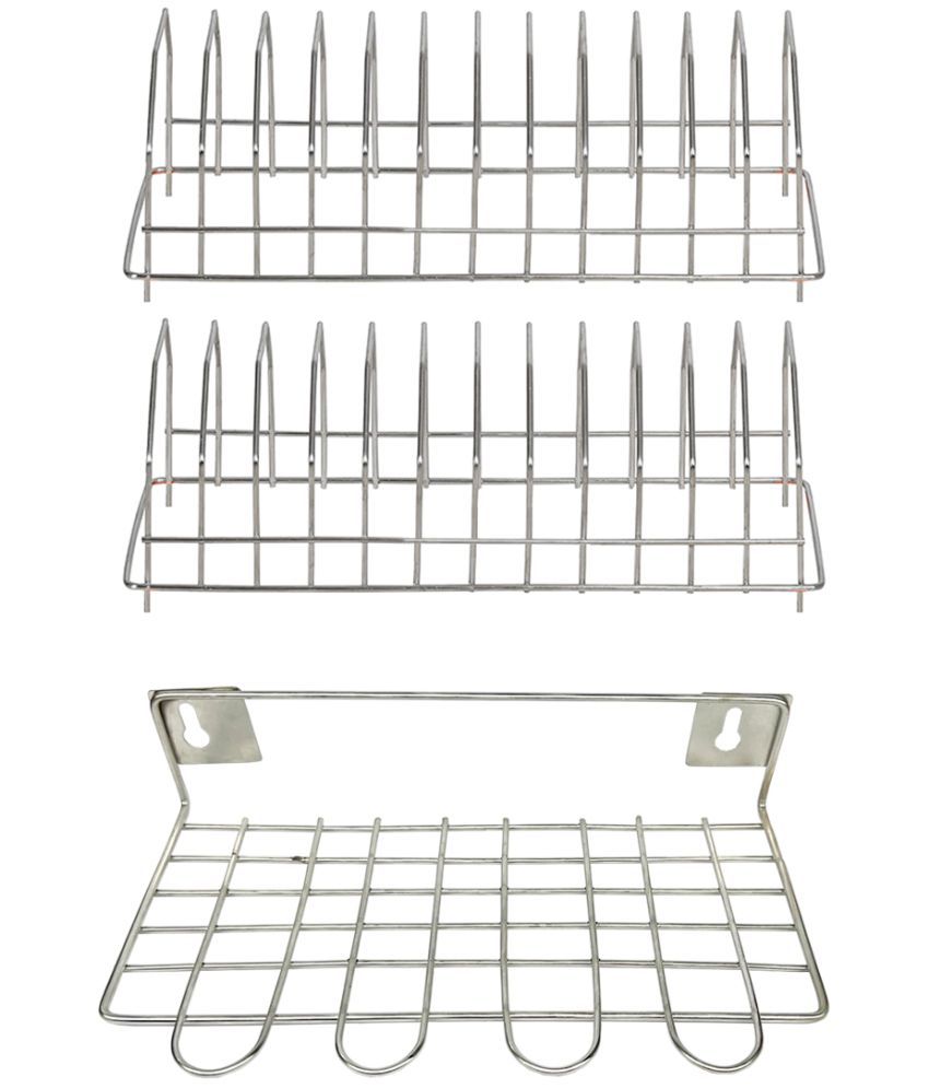     			OC9 Silver Stainless Steel Storage Racks ( Pack of 3 )