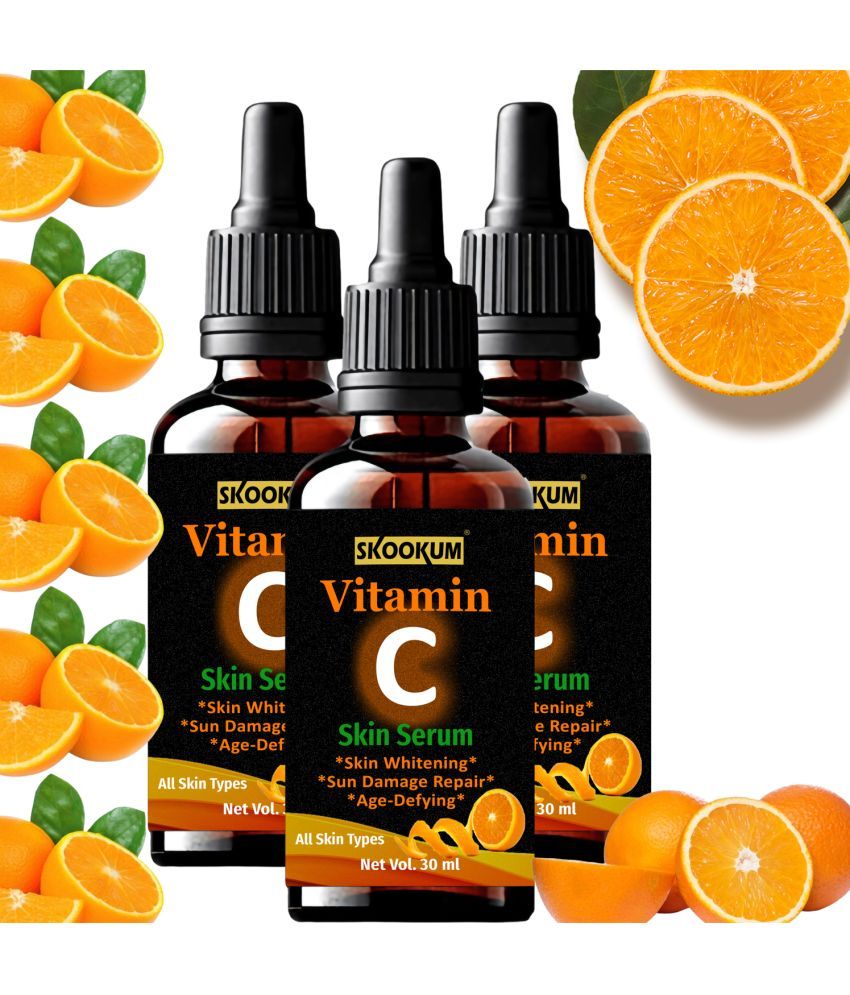     			SKOOKUM Vitamin C Face & Skin Whitening Serum, Anti-Ageing & Sun Damage Repair,30ml (Pack of 3)