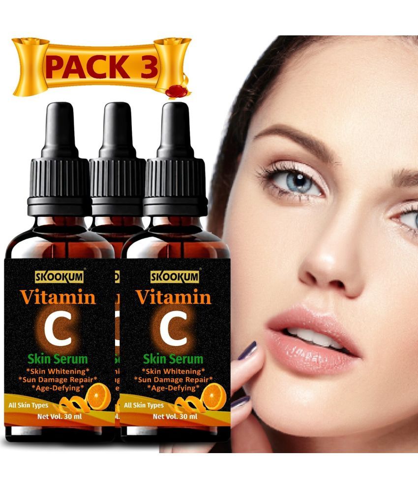     			SKOOKUM Vitamin C Face & Skin Whitening Serum, Anti-Ageing & Sun Damage Repair,30ml (Pack of 3)