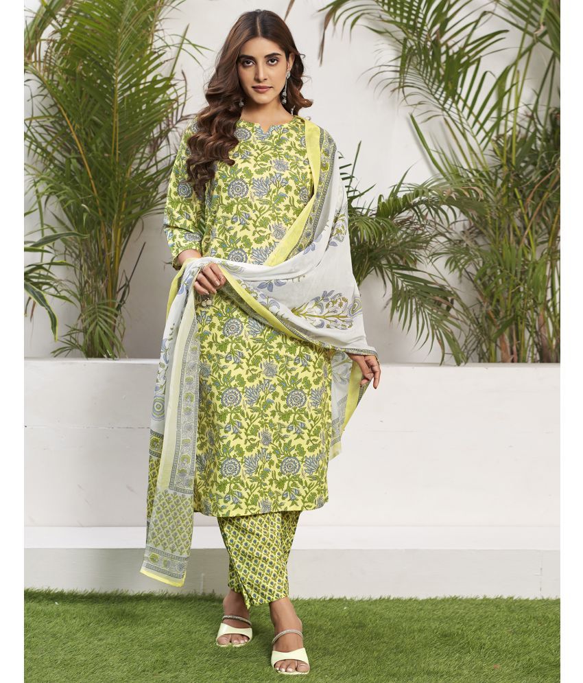     			Skylee Rayon Printed Kurti With Pants Women's Stitched Salwar Suit - Yellow ( Pack of 1 )