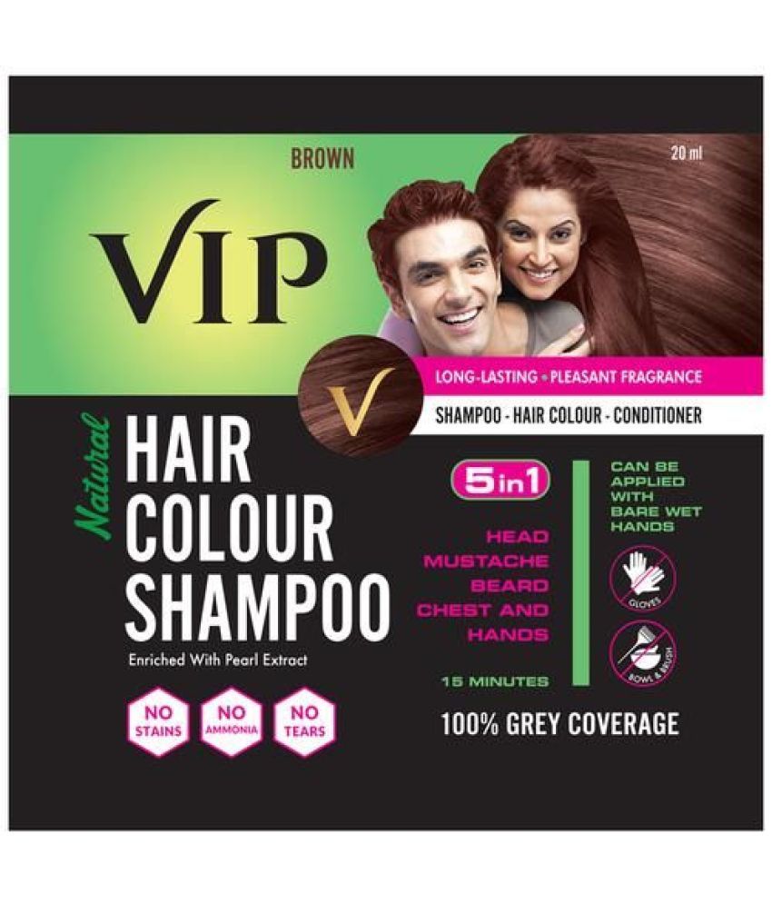     			VIP Hair Colour Shampoo Unscented Permanent Hair Color 160 mL Brown