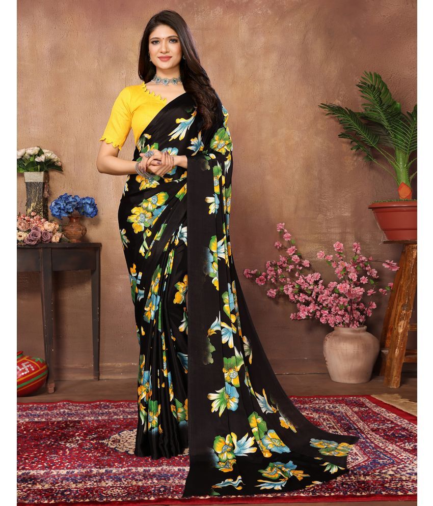     			Yashika Silk Blend Printed Saree With Blouse Piece - Green ( Pack of 1 )