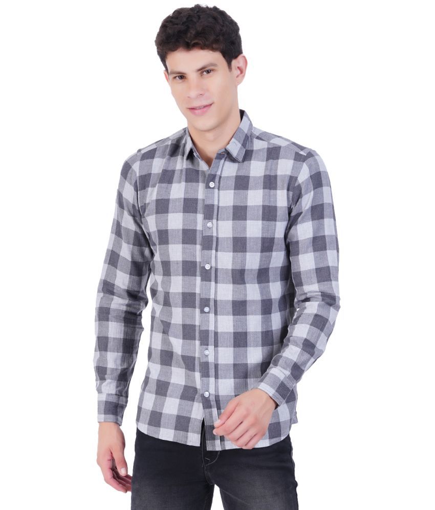     			Rad Prix 100% Cotton Regular Fit Checks Full Sleeves Men's Casual Shirt - Dark Grey ( Pack of 1 )