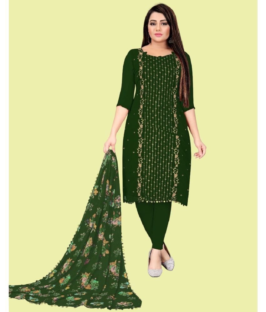     			A TO Z CART Unstitched Georgette Embroidered Dress Material - Green ( Pack of 1 )