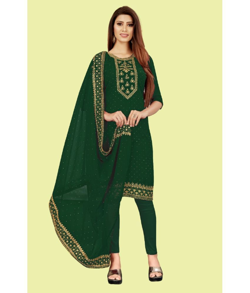     			Aika Unstitched Georgette Embroidered Dress Material - Green ( Pack of 1 )