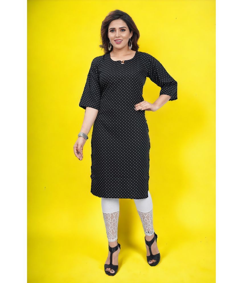     			Colorscube Crepe Printed Straight Women's Kurti - Black ( Pack of 1 )