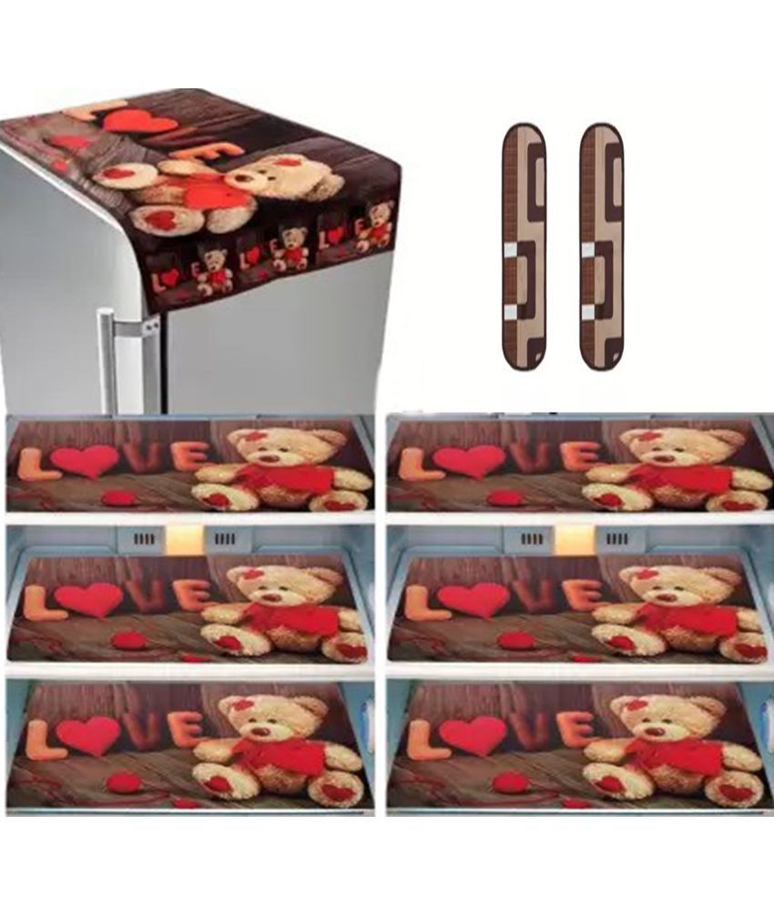     			Crosmo Polyester Abstract Printed Fridge Mat & Cover ( 99 53 ) Pack of 9 - Multicolor