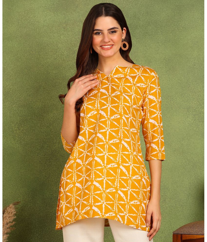     			DSK STUDIO Viscose Printed Straight Women's Kurti - Yellow ( Pack of 1 )