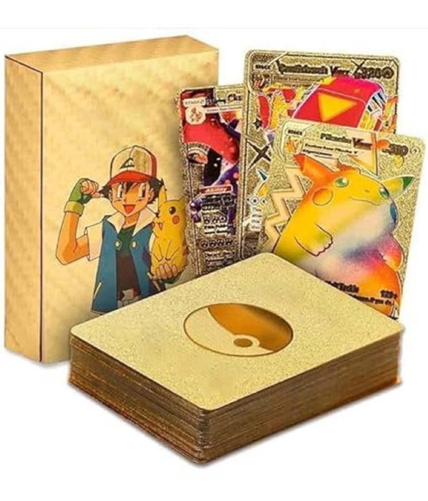     			FEDIFU  Collectible Card Games 55 PCS Gold Foil Card Assorted Cards TCG Deck Box - V Series Cards Vmax GX Rare Golden Cards and Common-Rare Mystery Card