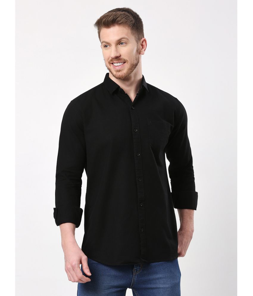     			HJ HASASI 100% Cotton Slim Fit Solids Full Sleeves Men's Casual Shirt - Black ( Pack of 1 )