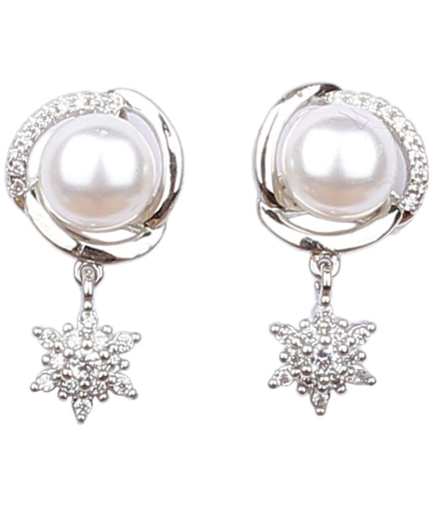     			Jewels Corner White Drop Earrings ( Pack of 1 )